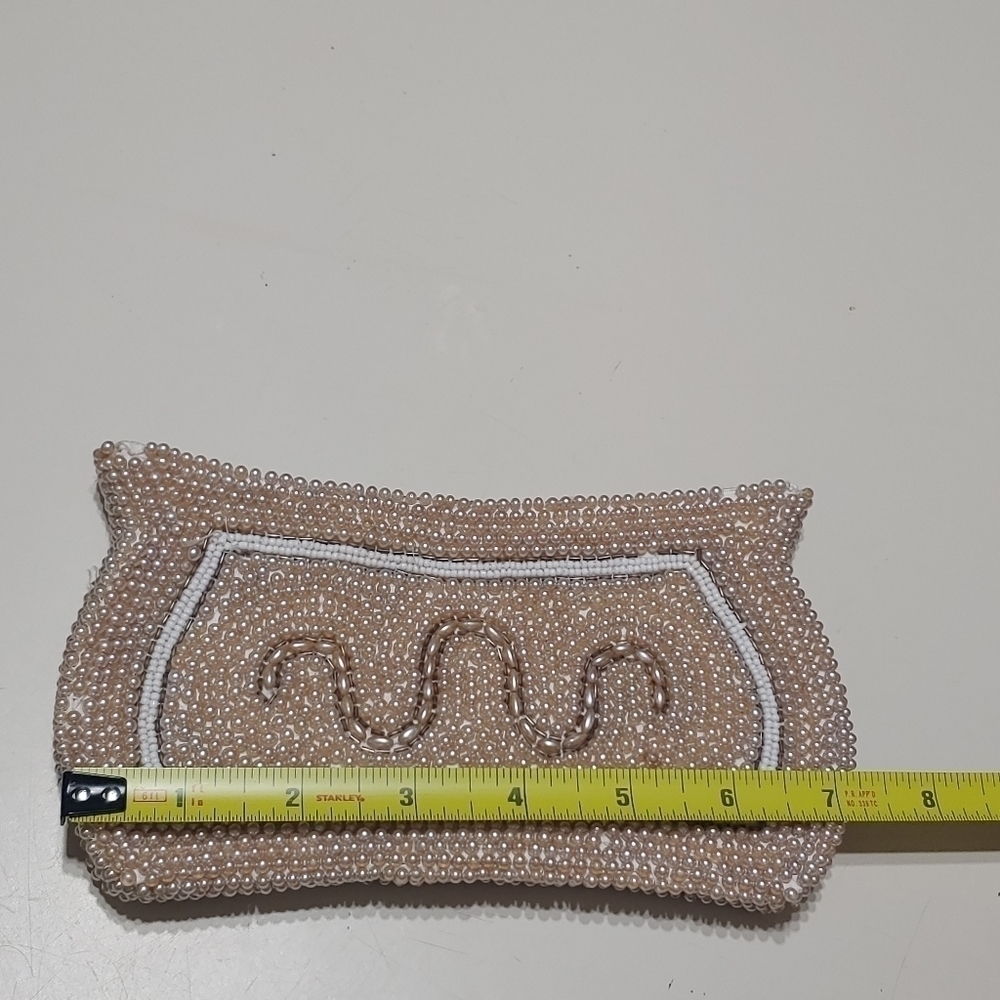 Vintage Pearl Clutch Wristlet Wedding Purse Beaded Handbag - Picture 4 of 5
